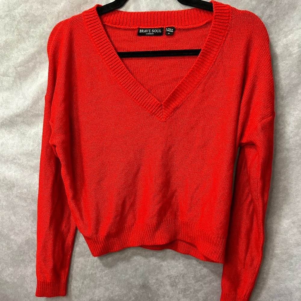 Bright Red v-neck sweater